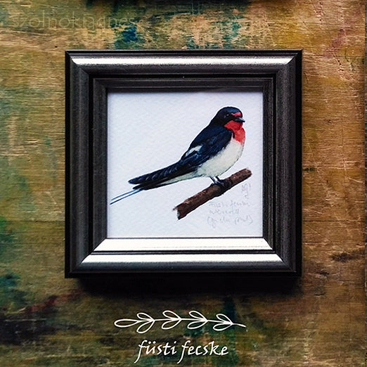 Füsti fecske, keretezett mininyomat | Barn swallow, Framed Mini Giclée Art Print